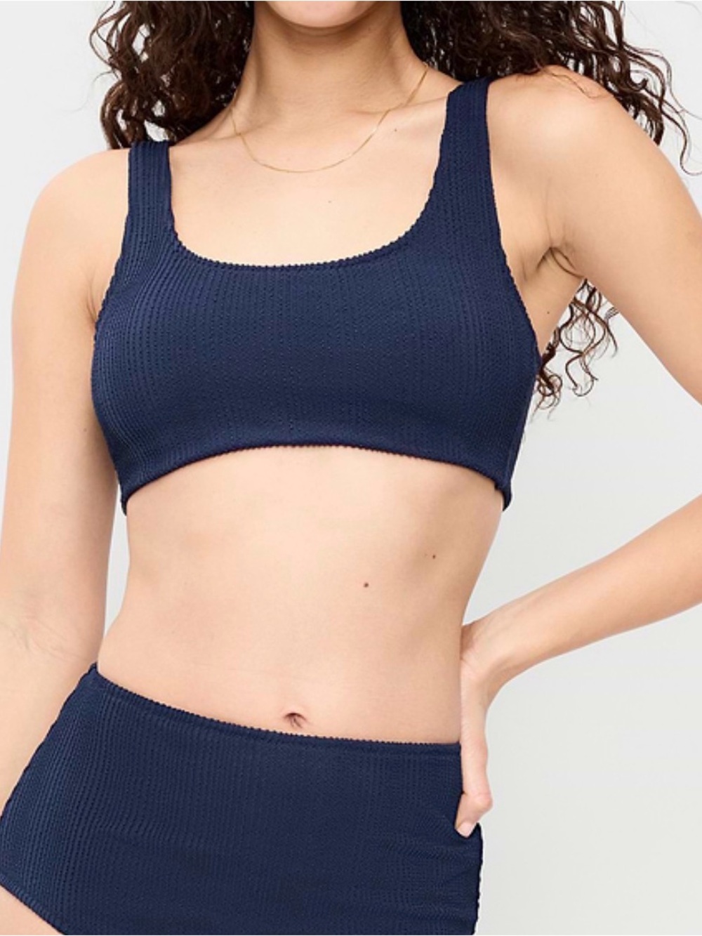 Old Navy Women Ribbed Scoop-Neck Swim Top (Size: M)